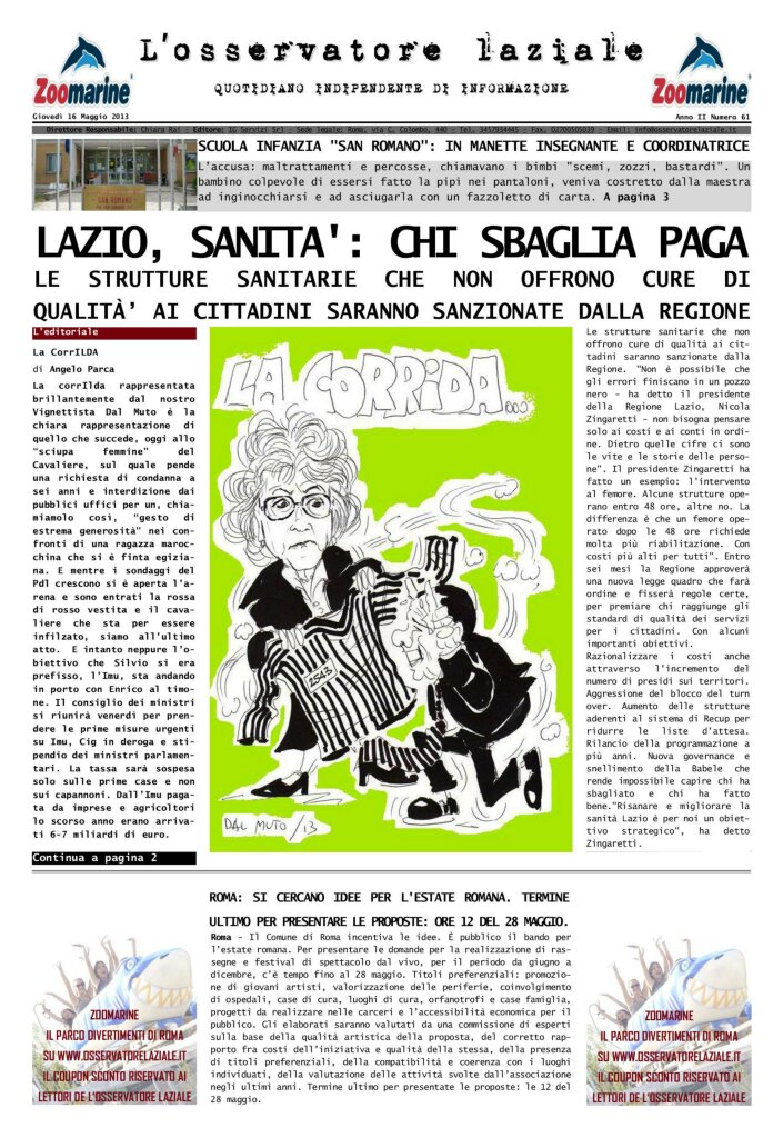 L'osservatore d'Italia edizione del 16 Maggio 2013